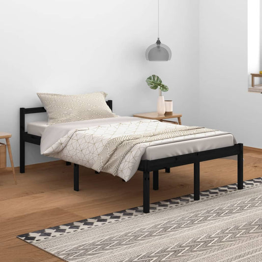 vidaXL Bed Frame Black 120x200 cm Solid Wood Pine