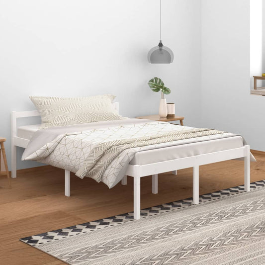 vidaXL Bed Frame White 140x200 cm Solid Wood Pine