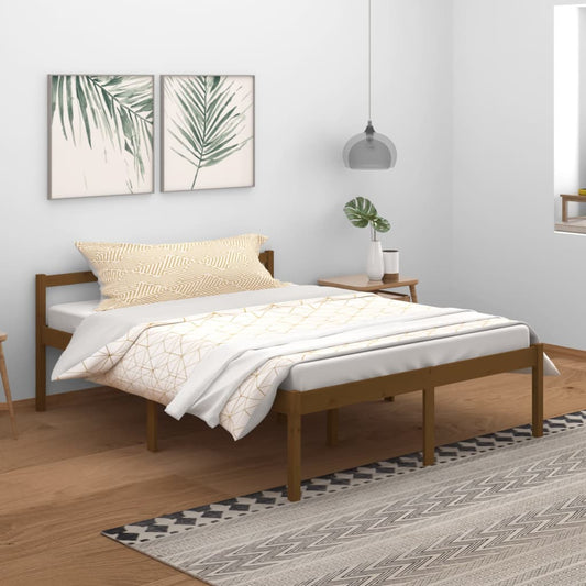 vidaXL Bed Frame Honey Brown 150x200 cm King Size Solid Wood Pine