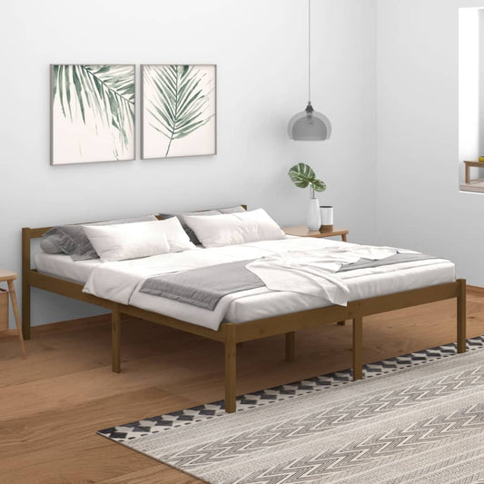 vidaXL Bed Frame Honey Brown 180x200cm Super King Size Solid Wood Pine