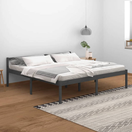 vidaXL Bed Frame Grey 200x200 cm Solid Wood Pine