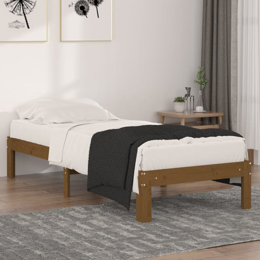 vidaXL Bed Frame Honey Brown Solid Wood 75x190 cm Small Single