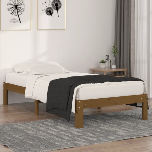 vidaXL Bed Frame Honey Brown Solid Wood 90x190 cm Single
