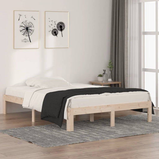 vidaXL Bed Frame Solid Wood 135x190 cm Double