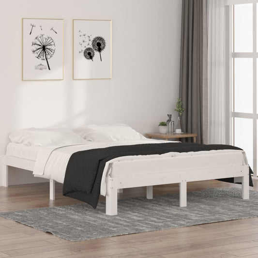 vidaXL Bed Frame White Solid Wood Pine 140x190 cm