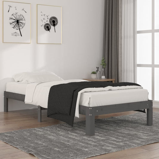 vidaXL Bed Frame Grey Solid Wood Pine 90x200 cm