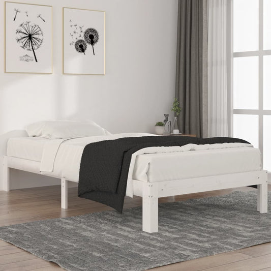 vidaXL Bed Frame White Solid Wood Pine 100x200 cm
