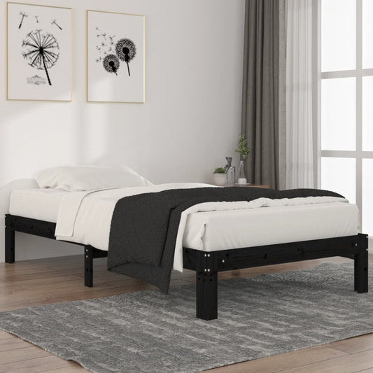 vidaXL Bed Frame Black Solid Wood Pine 100x200 cm