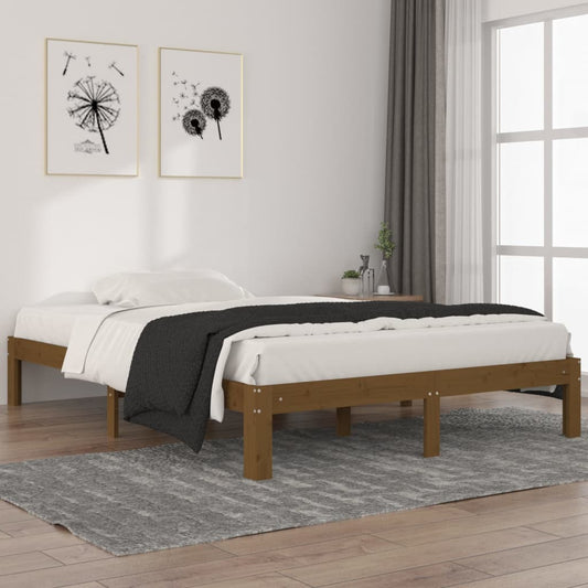 vidaXL Bed Frame Honey Brown Solid Wood Pine 140x200 cm