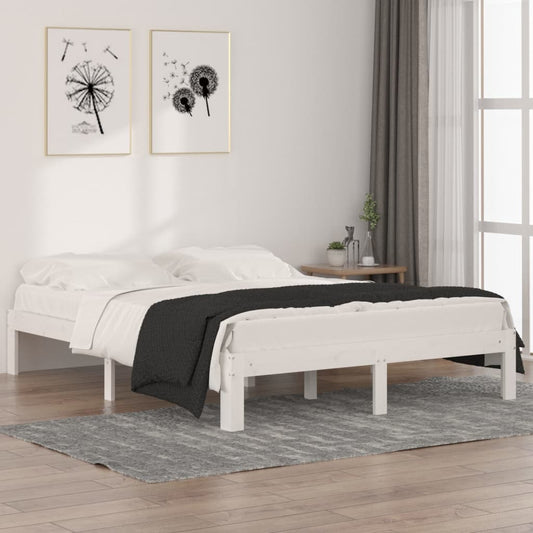 vidaXL Bed Frame White Solid Wood 150x200 cm King Size