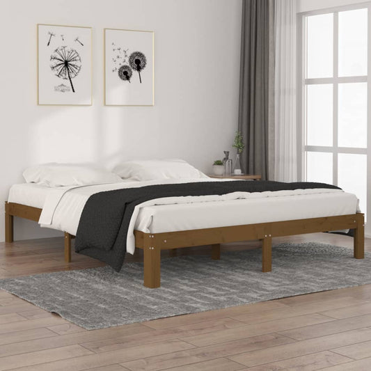 vidaXL Bed Frame Honey Brown Solid Wood Pine 160x200 cm