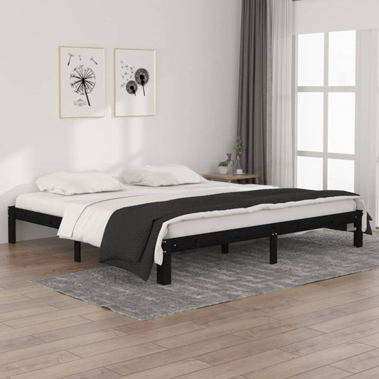 vidaXL Bed Frame Black Solid Wood Pine 200x200 cm
