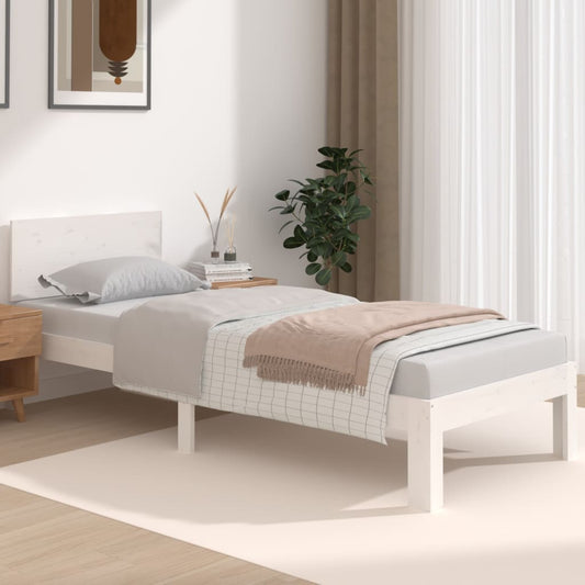vidaXL Bed Frame White Solid Wood 75x190 cm Small Single