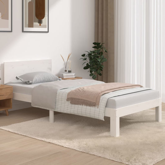 vidaXL Bed Frame White Solid Wood 90x190 cm Single