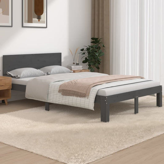 vidaXL Bed Frame Grey Solid Wood 120x190 cm Small Double
