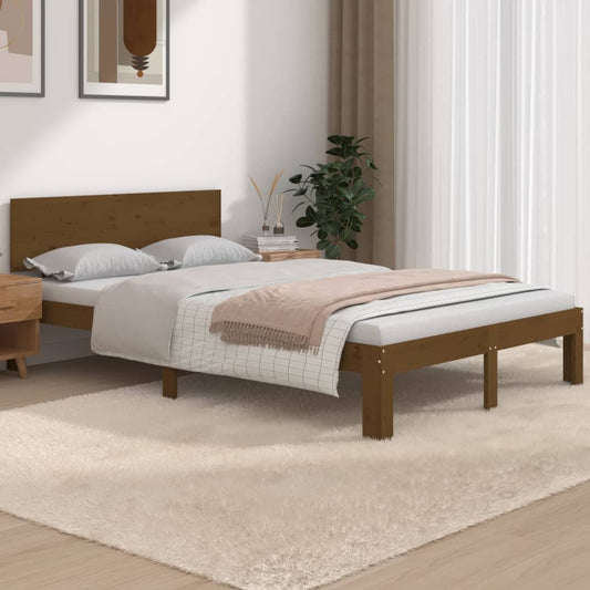 vidaXL Bed Frame Honey Brown Solid Wood 120x190 cm Small Double