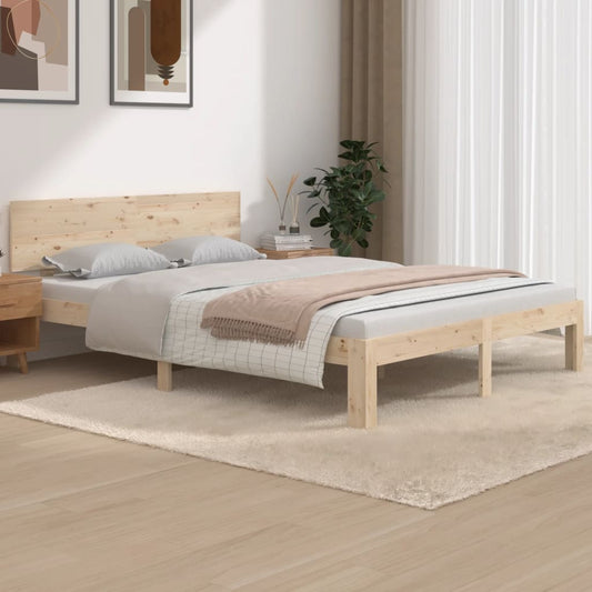 vidaXL Bed Frame Solid Wood Pine 140x190 cm
