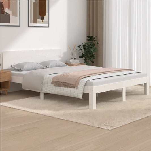 vidaXL Bed Frame White Solid Wood Pine 140x190 cm