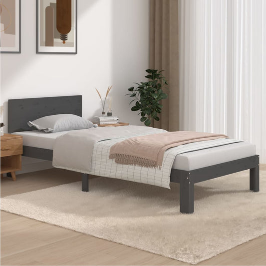 vidaXL Bed Frame Grey Solid Wood Pine 90x200 cm