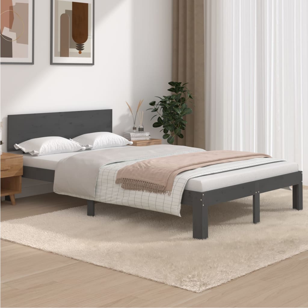 vidaXL Bed Frame Grey Solid Wood Pine 120x200 cm