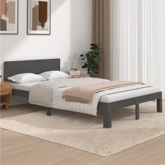 vidaXL Bed Frame Grey Solid Wood Pine 120x200 cm