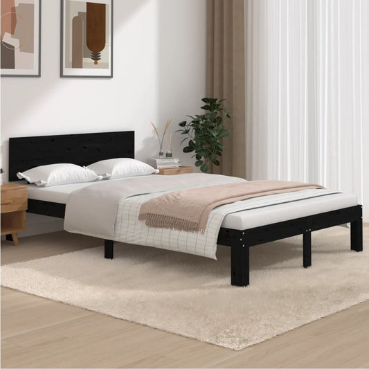 vidaXL Bed Frame Black Solid Wood Pine 120x200 cm
