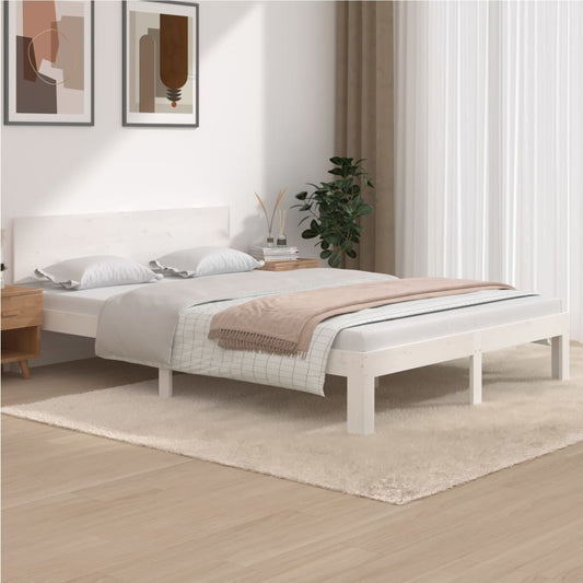 vidaXL Bed Frame White Solid Wood Pine 140x200 cm