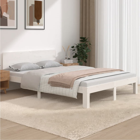vidaXL Bed Frame White Solid Wood 150x200 cm King Size
