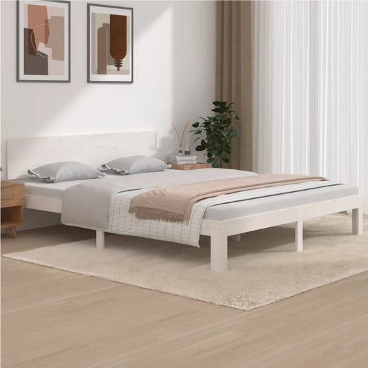 vidaXL Bed Frame White Solid Wood Pine 160x200 cm
