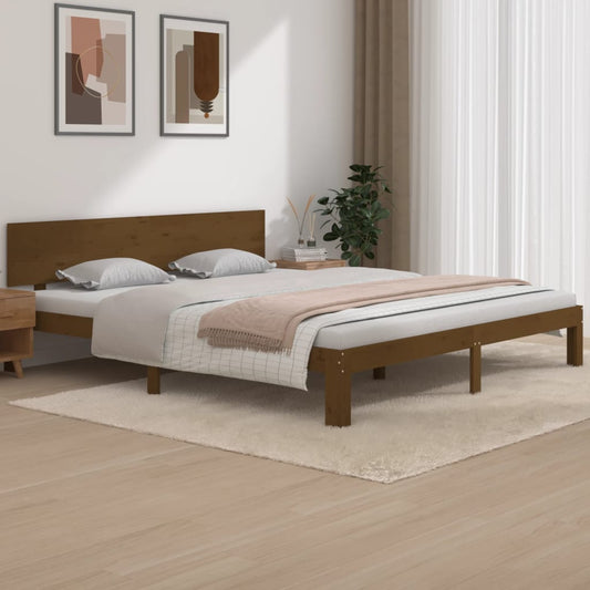 vidaXL Bed Frame Honey Brown Solid Wood 180x200 cm Super King Size