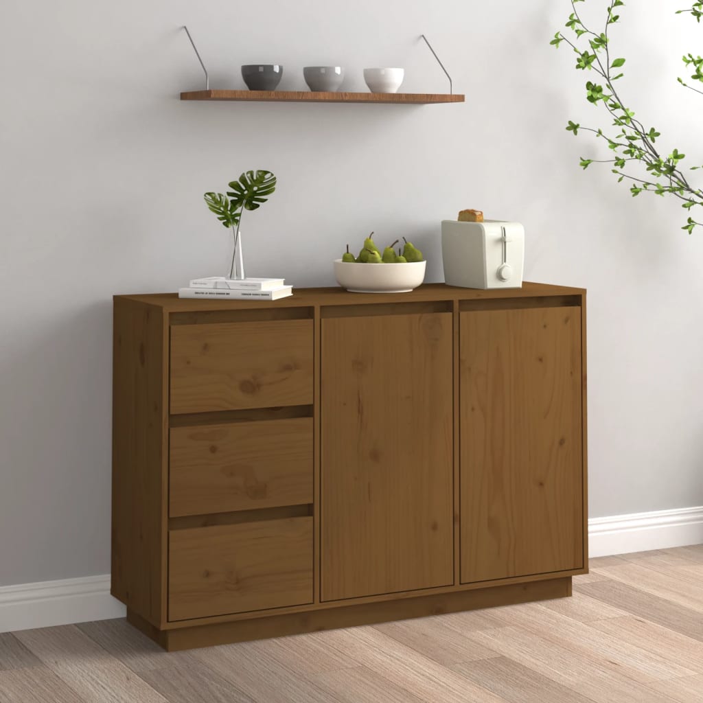 vidaXL Sideboard Honey Brown 111x34x75 cm Solid Wood Pine