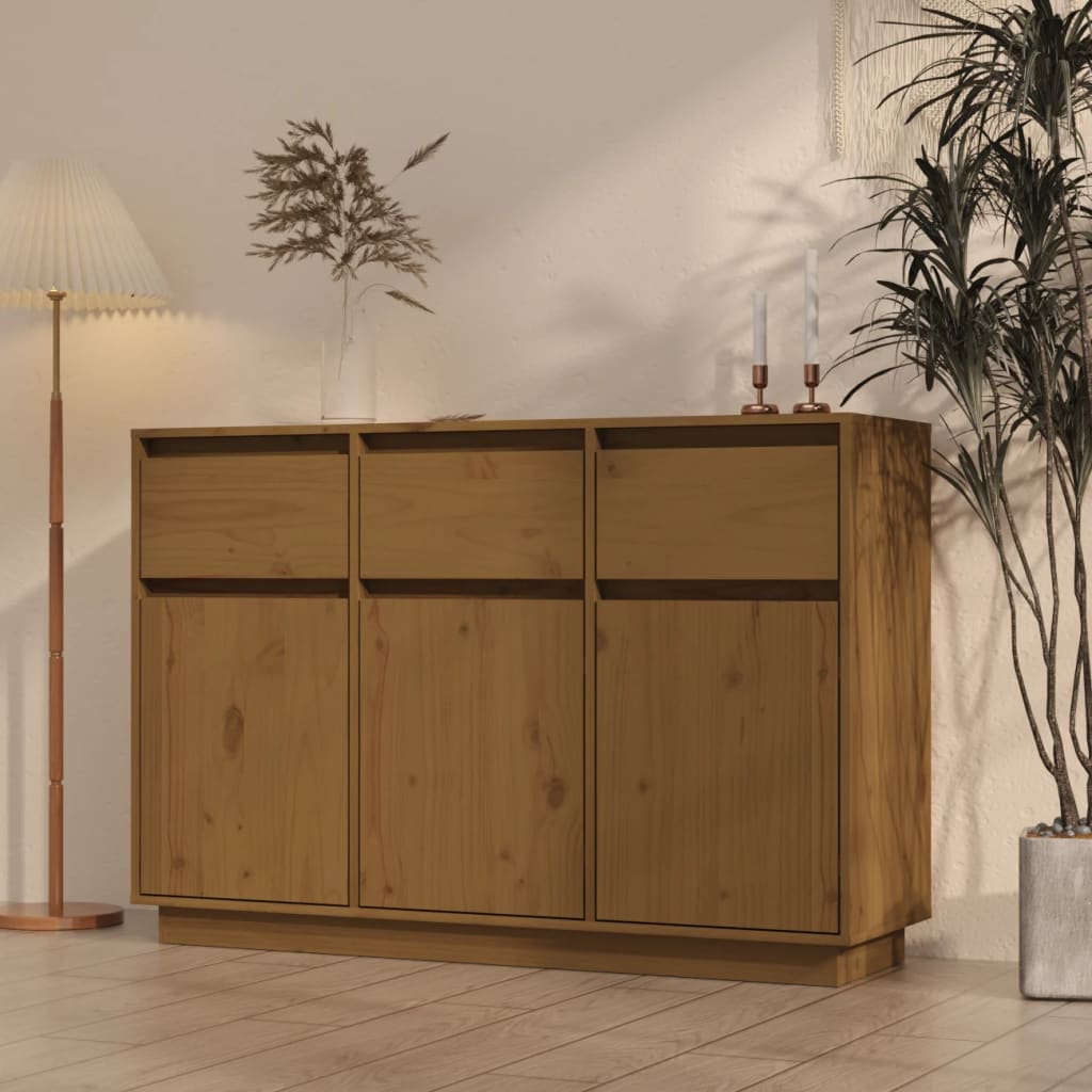 vidaXL Sideboard Honey Brown 110x34x75 cm Solid Wood Pine