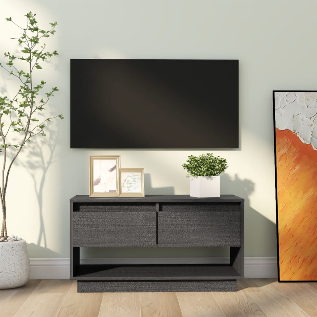 vidaXL TV Cabinet Grey 74x34x40 cm Solid Wood Pine