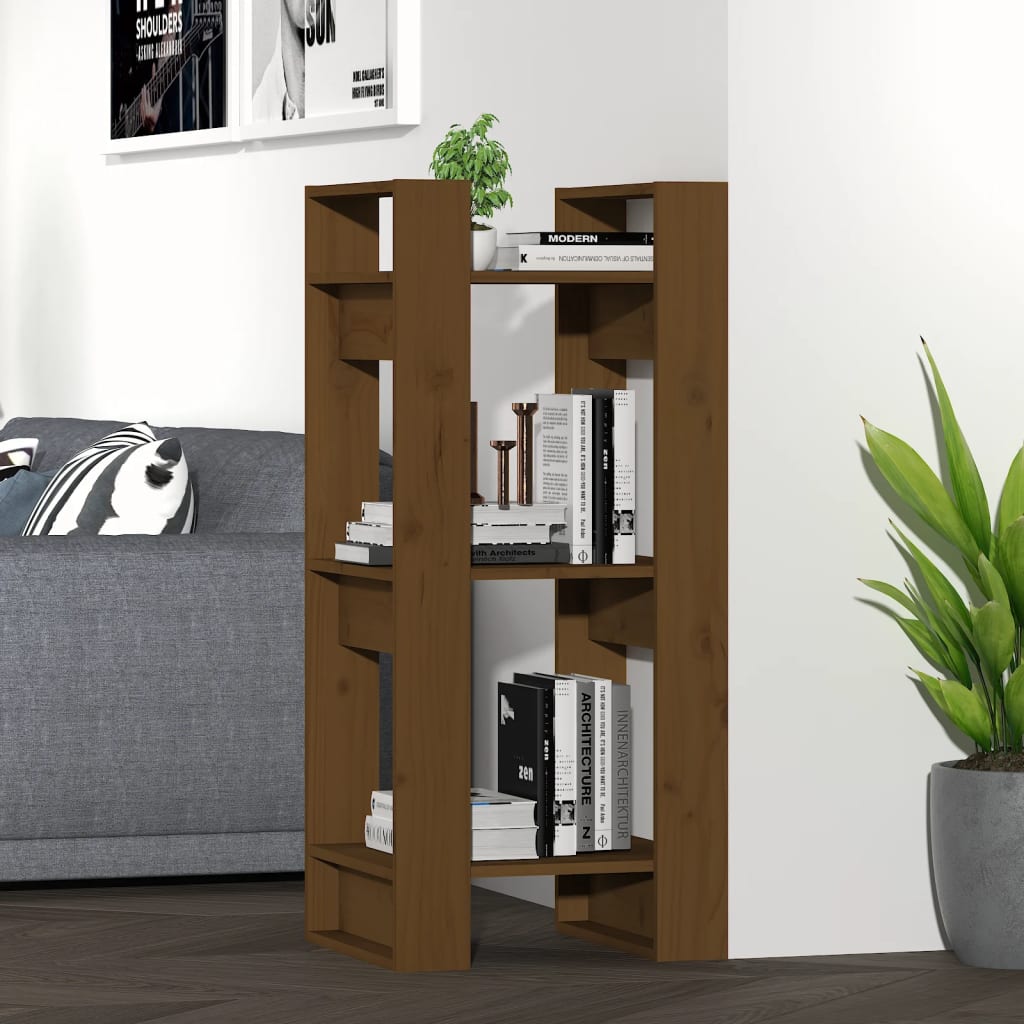 vidaXL Book Cabinet/Room Divider Honey Brown 41x35x91 cm Solid Wood