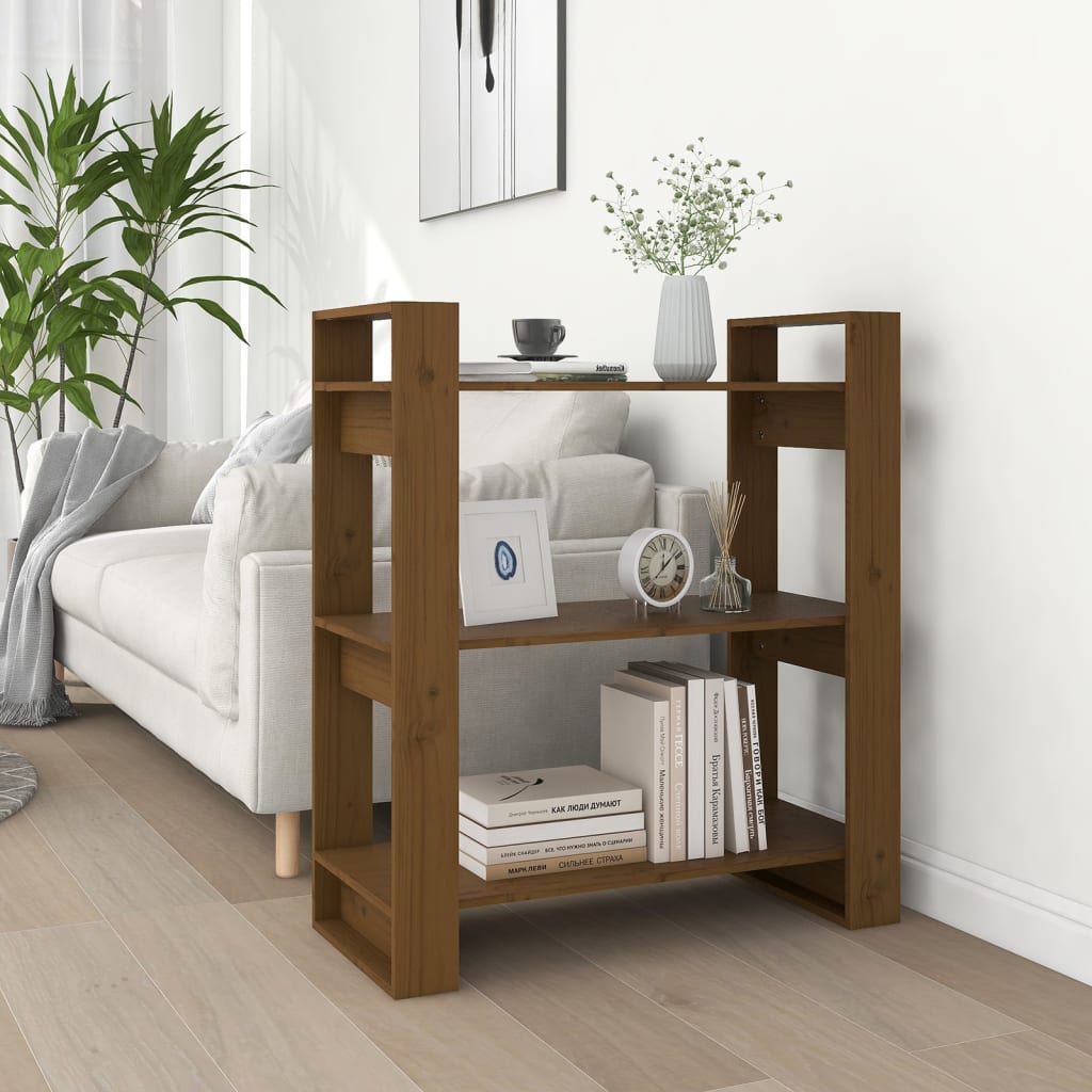vidaXL Book Cabinet/Room Divider Honey Brown 80x35x91 cm Solid Wood
