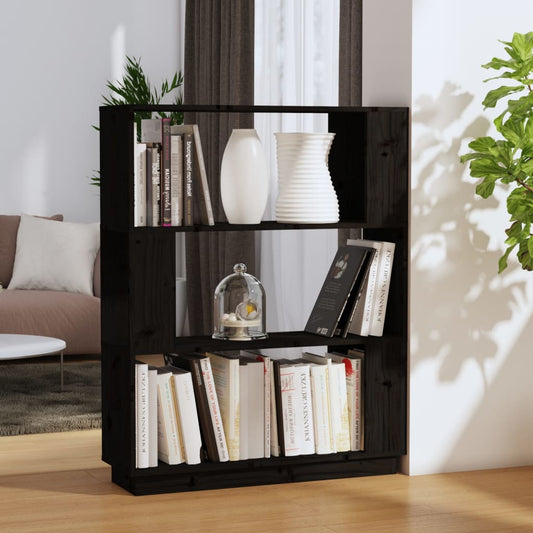 vidaXL Book Cabinet/Room Divider Black 80x25x101 cm Solid Wood Pine