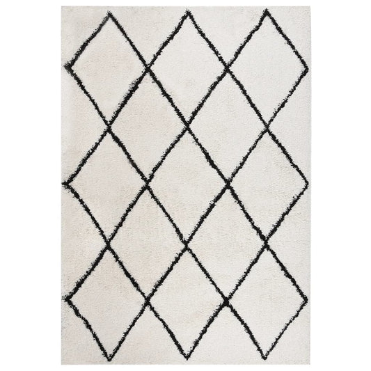 vidaXL Shaggy Rug High Pile Black and Cream 120x170 cm