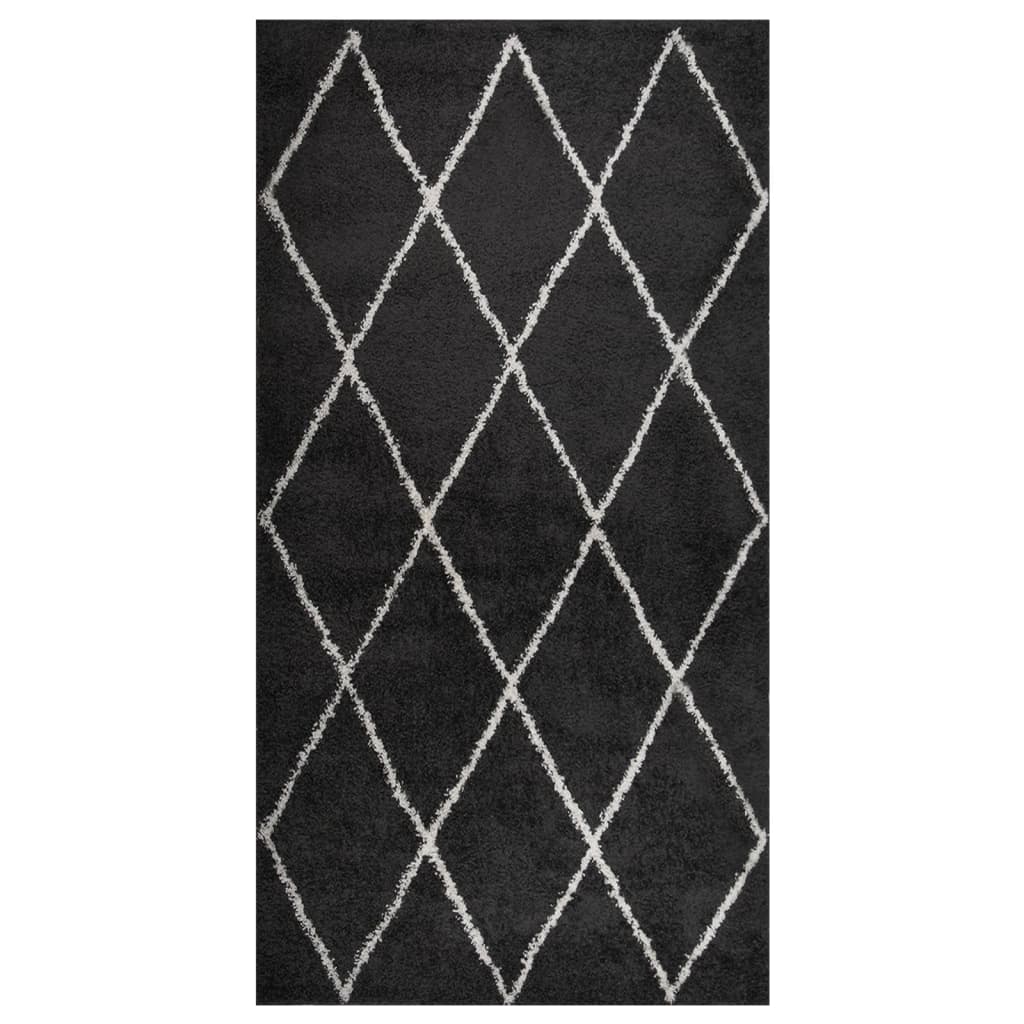 vidaXL Shaggy Rug High Pile Cream and Anthracite 80x150 cm
