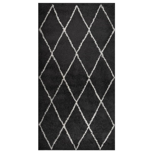 vidaXL Shaggy Rug High Pile Cream and Anthracite 80x150 cm