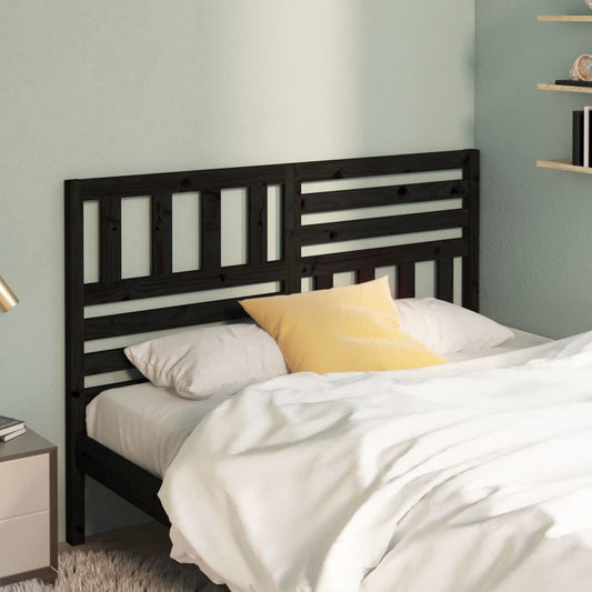 vidaXL Bed Headboard Black 126x4x100 cm Solid Wood Pine
