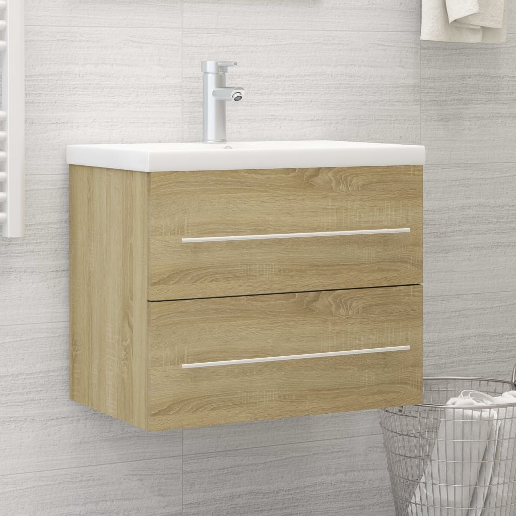 vidaXL Sink Cabinet with Built-in Basin Sonoma Oak Engineered Wood