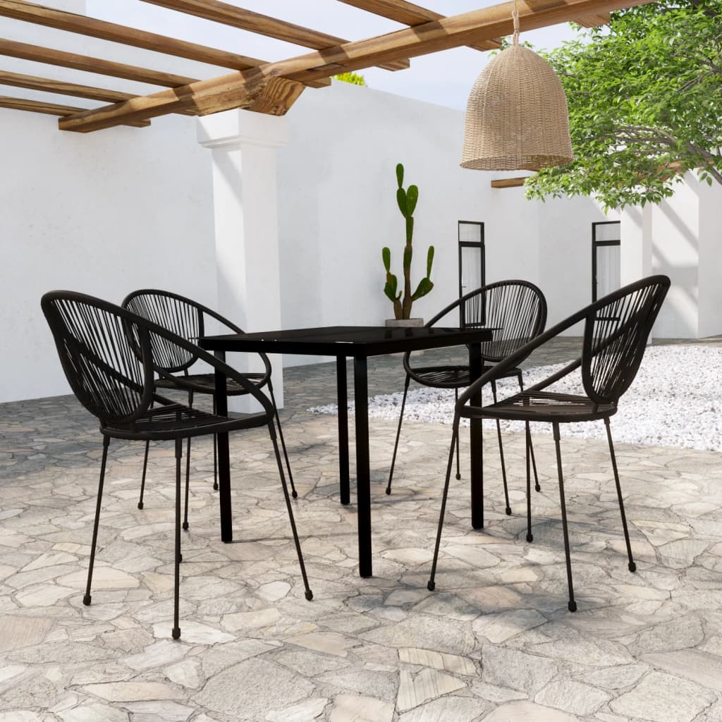 vidaXL 5 Piece Garden Dining Set Black