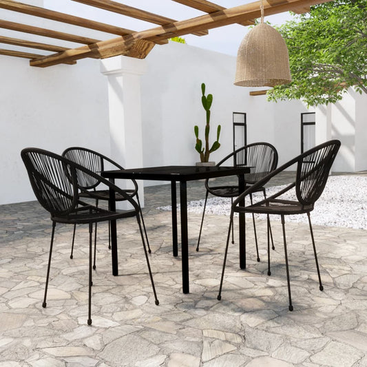 vidaXL 5 Piece Garden Dining Set Black