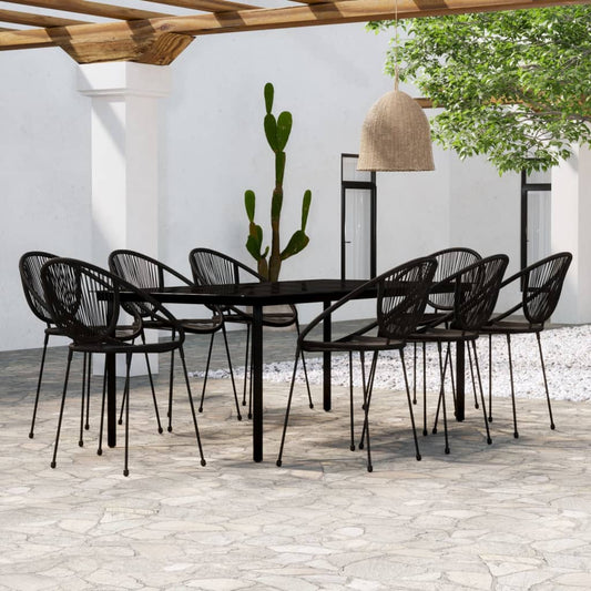 vidaXL 9 Piece Garden Dining Set Black
