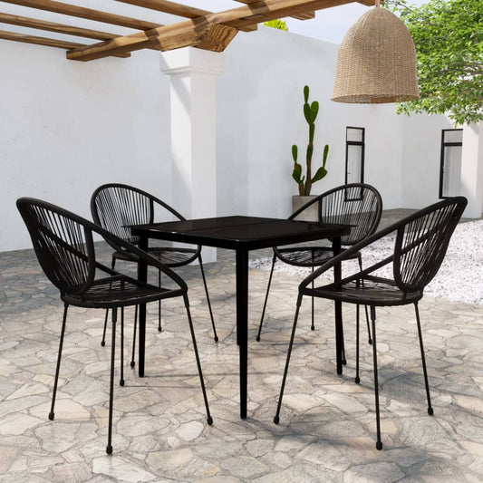 vidaXL 5 Piece Garden Dining Set Black
