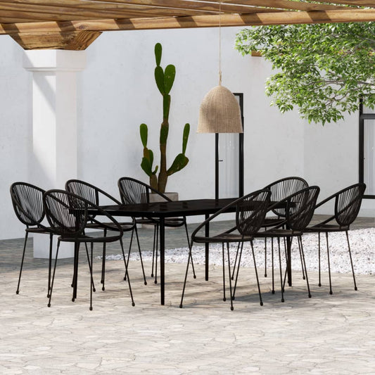 vidaXL 9 Piece Garden Dining Set Black