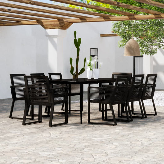 vidaXL 9 Piece Garden Dining Set Black