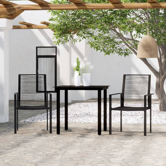 vidaXL 3 Piece Garden Dining Set Black