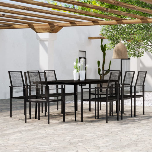 vidaXL 9 Piece Garden Dining Set Black