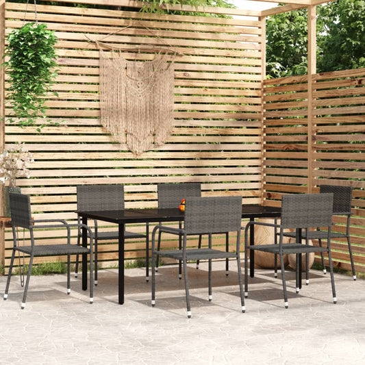 vidaXL 7 Piece Garden Dining Set Grey